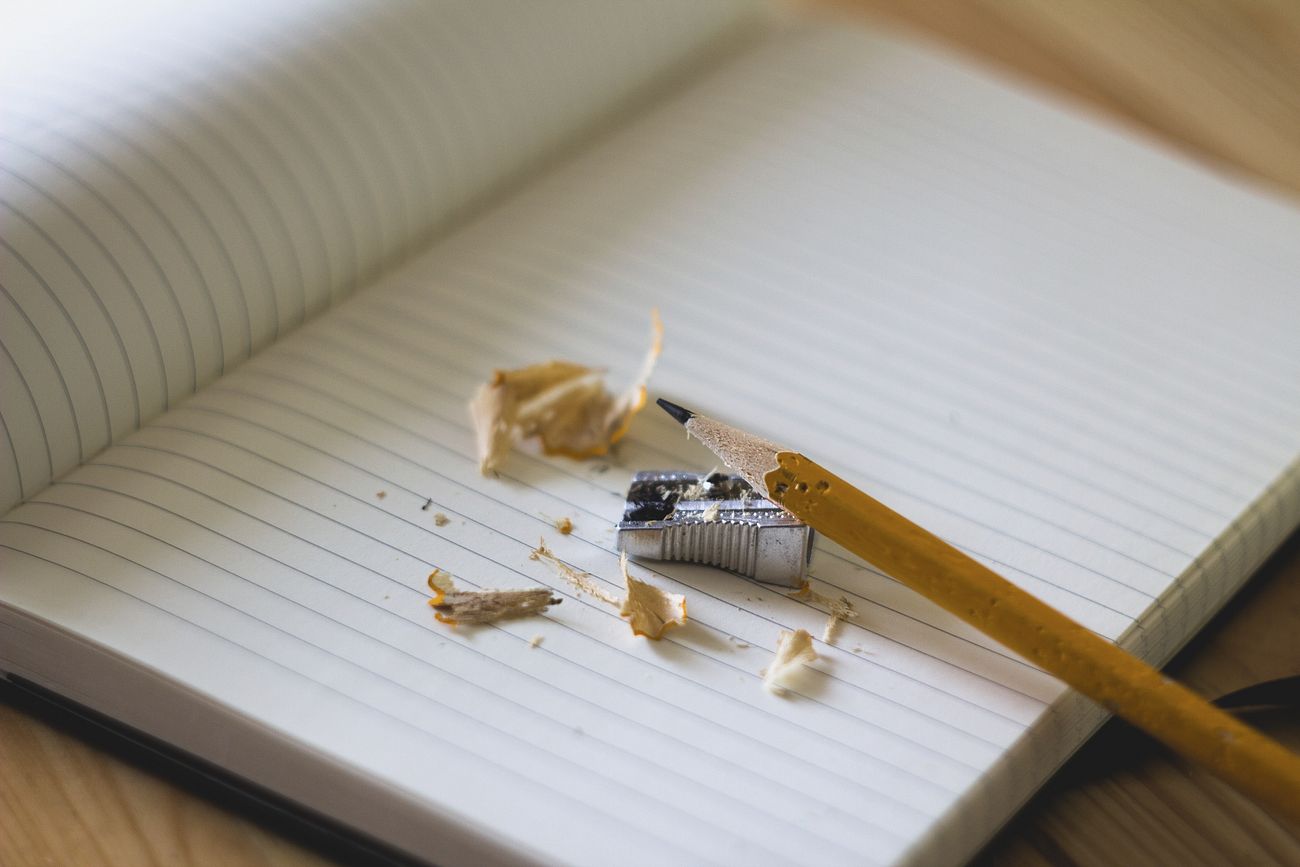 Pencil shavings around a pencil